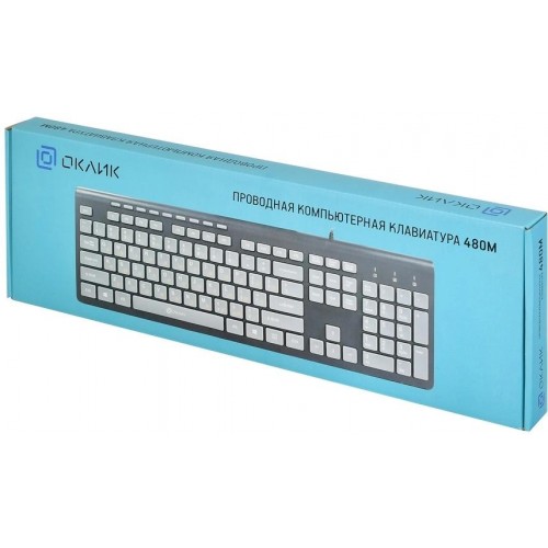 Клавиатура Оклик 480M USB Slim Multimedia черный/серый, 1.5м - идеальный выбор для комфортной работы и игр