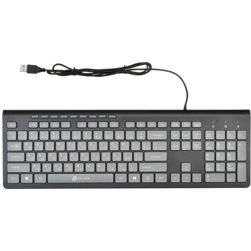 Клавиатура Оклик 480M USB Slim Multimedia черный/серый, 1.5м - идеальный выбор для комфортной работы и игр
