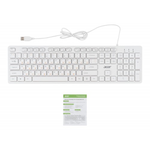 Клавиатура Acer OKW123 белая USB Multimedia с кабелем 1.5м - идеальное решение для вашего компьютера
