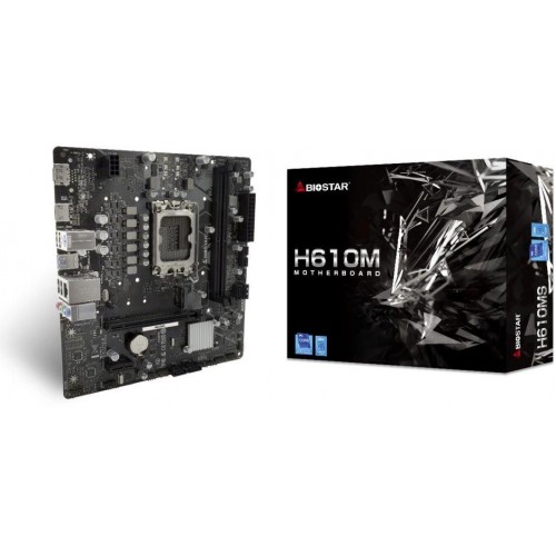 Материнская плата Biostar H610MS для Intel 12-го поколения - mATX, 2xDDR4, HDMI, DP, 7.1 звук