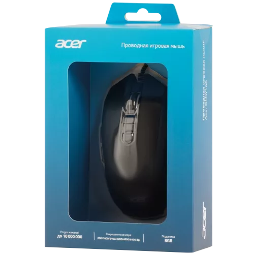 Игровая проводная мышь ACER OMW160 с RGB подсветкой и 6400dpi – идеальный выбор для геймеров
