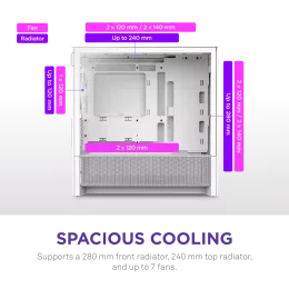 Корпус без блока питания/ Case NZXT H3 Flow (2025), Midi-Tower, TG, 1x120mm, 1xUSB-A 3.2 + 1xUSB-C 3.2, mATX, mITX White
