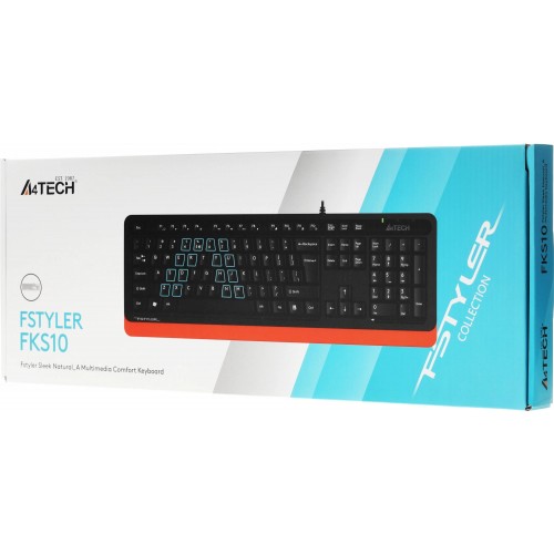 Клавиатура A4Tech FKS10 USB черный/оранжевый с подставкой для запястий и кабелем 1.5м - идеальный выбор для комфорта и стиля