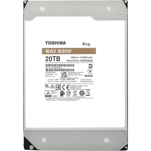 Жесткий диск Toshiba N300 NAS PRO 20TB 7200RPM SATA3 для надежного хранения данных - Замена WD202KFGX, WD201KFGX, ST20000NT001