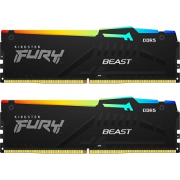 Память оперативная/ Kingston 16GB 5600MT/s DDR5 CL40 DIMM (Kit of 2) FURY Beast RGB XMP