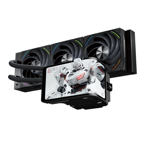 Водяное охлаждение для процессора/ Water Cooling System Thermalright Wonder Vision 360 Turbo (360mm, LED, Black, ARGB/ Fans: 3x120mm, 120.38CFM, 44.7dBA, 3000RPM/ Pump height 107mm, 6400RPM, Rad thickness 27mm/ S: 1700, 1200, 1851, 115X, 2011, 2066, AM5, 