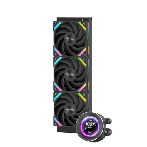 Водяное охлаждение для процессора/ Water Cooling System SAMA Q60 Black (360mm, LED temp., Black, ARGB/ Fans: 3x120mm, 86CFM, 30dBA, 2600RPM/ Pump height 64mm, 30dBA, 2800RPM, Rad thickness 27mm/ S: 1851, 1700, 1200, 20XX, 115X, AM5, AM4) SAMA