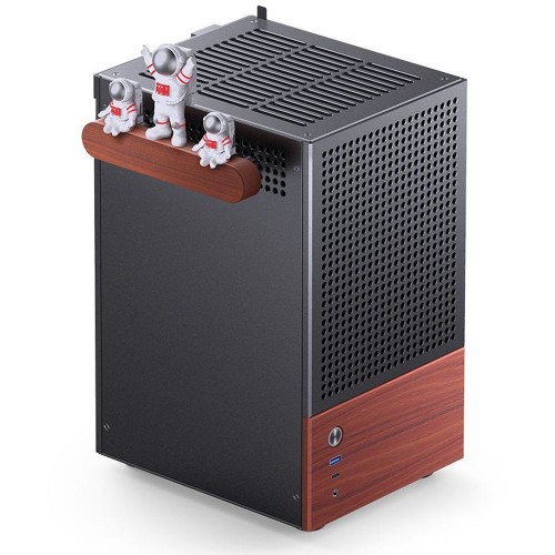 Корпус без блока питания/ Case JONSBO T6, Mini-Tower, 1x140mm, 1xUSB-A 3.0 + 1xUSB-C 3.2, mITX, wood panel + wooden handle Black JONSBO