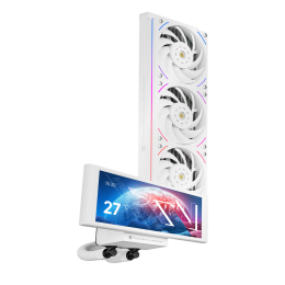 Водяное охлаждение для процессора/ Water Cooling System Thermalright Trofeo Vision 360 (360mm, LED, White, ARGB/ Fans: 3x120mm, 69CFM, 27dBA, 2150RPM/ Pump height 102mm, 6400RPM, Rad thickness 27mm/ S: 1700, 1200, 1851, 115X, 2011, 2066, AM5, AM4)