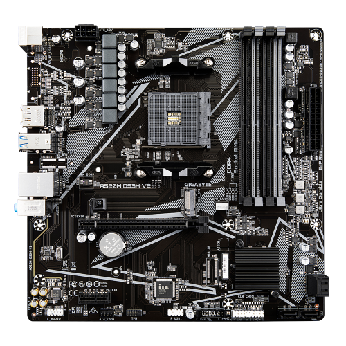 Материнская плата GIGABYTE A520 для AMD sAM4 - 4xDDR4 до 128GB, HDMI 2.1, mATX, высокая производительность