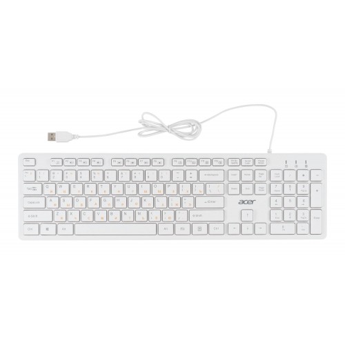 Клавиатура Acer OKW123 белая USB Multimedia с кабелем 1.5м - идеальное решение для вашего компьютера