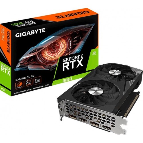 Видеокарта Gigabyte GeForce RTX 3060 8GB GDDR6 - PCI-E 4.0, OC, HDMI и DP для игр и графики