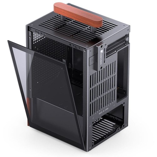 Корпус без блока питания/ Case JONSBO T6, Mini-Tower, 1x140mm, 1xUSB-A 3.0 + 1xUSB-C 3.2, mITX, wood panel + wooden handle Black JONSBO