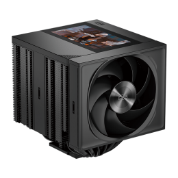 Кулер для процессора/ CPU Cooler PCCooler RZ820 Display BK (290W, 4-pin PWM, LED, 169mm, Al/Cu, 8x6mm, 1x140mm + 1x150mm, 71.9/78.7CFM, 27.1/35.8dBA, 1500/2500RPM, S: 1851/1700/1200/115X/20XX, AM5/AM4, black)