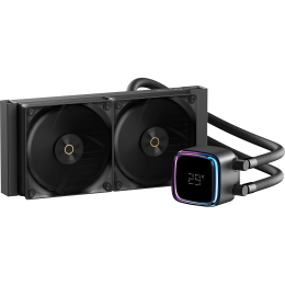 Система жидкостного охлаждения/ Water Cooling System Ocypus Iota L24 BK (280W, 240mm, LED temp, Black, ARGB Pump, Fans: 2x120mm, 77CFM, 2000RPM/ Pump height 65mm, 27dBA, 3100RPM, Rad thickness 27mm/ S: 1851, 1700, 1200, 115X, AM5, AM4)