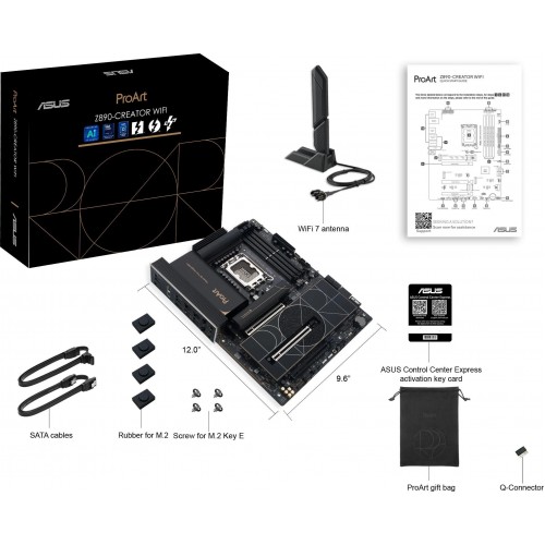 Купить материнскую плату Asus PROART Z890-CREATOR WIFI Soc-1851 с поддержкой Intel Z890, 4xDDR5, 10Gigabit и 2.5Gigabit RAID