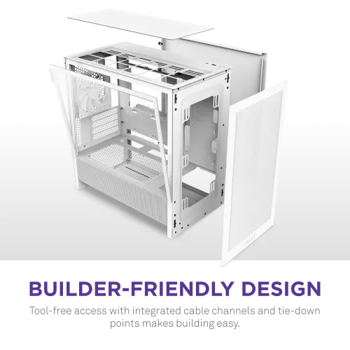 Корпус без блока питания/ Case NZXT H3 Flow (2025), Midi-Tower, TG, 1x120mm, 1xUSB-A 3.2 + 1xUSB-C 3.2, mATX, mITX White NZXT