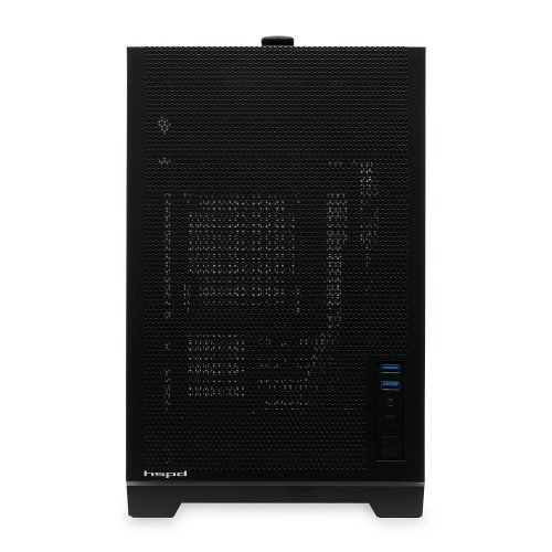 Корпус без блока питания/ Case HSPD M211, Mesh Mini-tower, Black, TG, 0.7 SPCC, no fans,mATX, mITX, 175/330/150mm, 2x2.5", 1x3.5", 4xPCI, 2xUSB-A 3.0, ARGB strip, 336x211x350mm HSPD