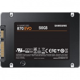 Твердотельные накопители/ Samsung SSD 870 EVO, 500GB, 2.5" 7mm, SATA3, 3-bit MLC, R/W 560/530MB/s, IOPs 98 000/88 000, DRAM buffer 512MB, TBW 300, DWPD 0.33 (12 мес.)
