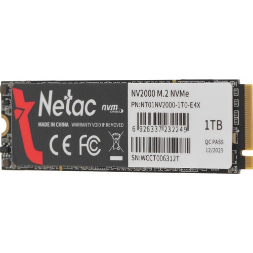 Купить твердотельный накопитель Netac PCIe 3.0 x4 1TB NT01NV2000-1T0-E4X NV2000 M.2 2280 - Высокая скорость и надежность для вашего ПК