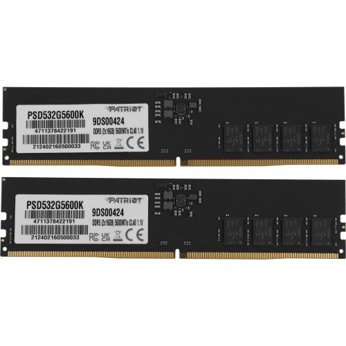 Память DDR5 Patriot 32GB (2x16GB) 5600MHz CL46 DIMM 288-pin - Высокопроизводительная Оперативная Память для Игровых ПК