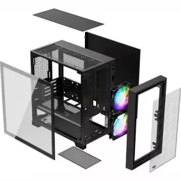 Корпус без блока питания/ Case PCCooler C3D310 BK ARGB, Mini-Tower, TG, Mesh, 2x120mm ARGB, 2xUSB-A 3.0, mATX, mITX Black