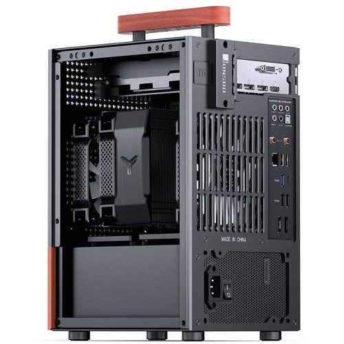 Корпус без блока питания/ Case JONSBO T6, Mini-Tower, 1x140mm, 1xUSB-A 3.0 + 1xUSB-C 3.2, mITX, wood panel + wooden handle Black JONSBO