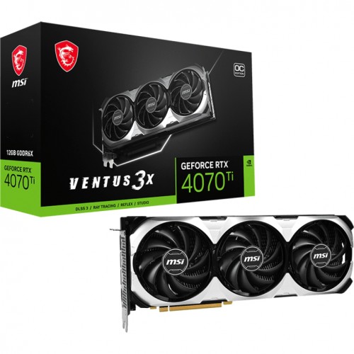 Видеокарта/ VGA MSI NVIDIA GeForce RTX 4070 Ti VENTUS 3X E1 12G OC 12GB, GDDR6X/192-bit, PCIe 4.0, 1xHDMI 2.1, 3xDP, 2.6-slot MSI