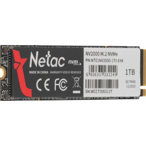 Купить твердотельный накопитель Netac PCIe 3.0 x4 1TB NT01NV2000-1T0-E4X NV2000 M.2 2280 - Высокая скорость и надежность для вашего ПК