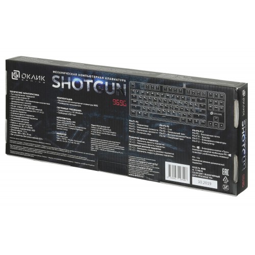 Механическая клавиатура Оклик 969G SHOTGUN с LED-подсветкой для геймеров - Черная USB Multimedia