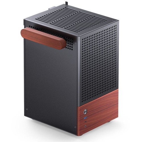 Корпус без блока питания/ Case JONSBO T6, Mini-Tower, 1x140mm, 1xUSB-A 3.0 + 1xUSB-C 3.2, mITX, wood panel + wooden handle Black JONSBO
