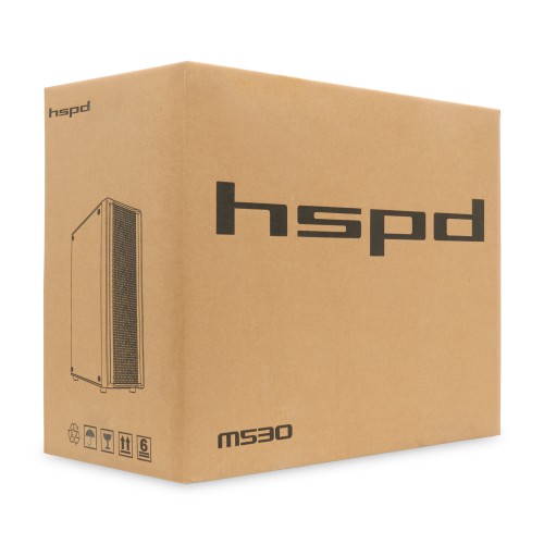 Корпус без блока питания/ Case HSPD M530, Mesh Mid Tower, Black, TG, 0.4 SPCC, no fans ATX, mATX, mITX 155/290/200mm 2x2.5", 2x3.5", 7xPCI 1xUSB-A 3.0, 2xUSB-A 1.0 335x193x445mm