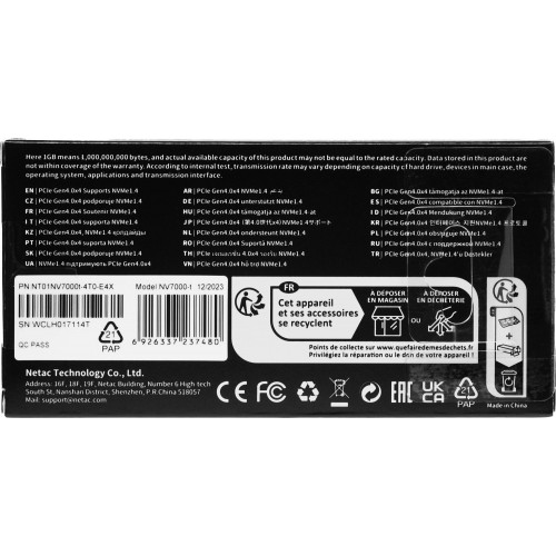 Твердотельный накопитель Netac 4TB PCIe 4.0 x4 NV7000-t M.2 2280 - Высокая производительность и надежность
