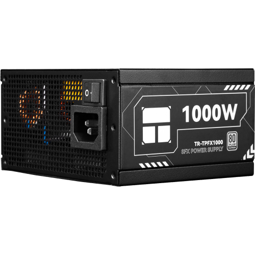 Блок питания 1000W/ Power Supply Thermalright, 1000W 80+ Platinum (SFX, 3.1, PCIe 5.1, Full modular, 1x24(20+4)pin, 1xCPU 8(4+4)pin, 2xPCIe*2 8(6+2)pin, 1x12V-2x6, 6xSATA3, 3xMOLEX4pin, Active, 92x92mm, 100x125x64mm, APFC, OPP, OVP, OTP, OCP, SCP, UVP, bl