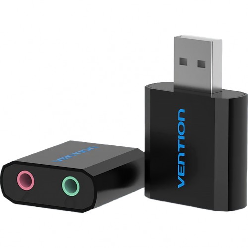 Купить внешнюю звуковую карту Vention USB черного цвета – идеальное решение для качественного звука.