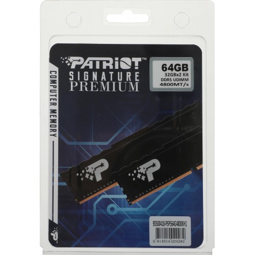 Память DDR5 64GB (2x32GB) 4800MHz Patriot PSP564G4800KH1 с радиатором - Высокопроизводительный комплект для ПК