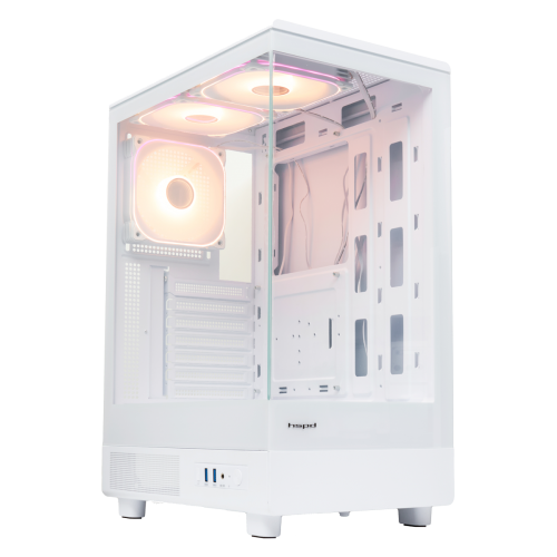 Корпус без блока питания/ Case HSPD F510, Panoramic Mid Tower, White, TG, 0.5 SPCC, 3x120mm ARGB (FNW010) ATX, mATX, mITX 180/280/160mm 1x2.5", 1x3.5", 7xPCI 2xUSB-A 3.0 356x218x467mm HSPD