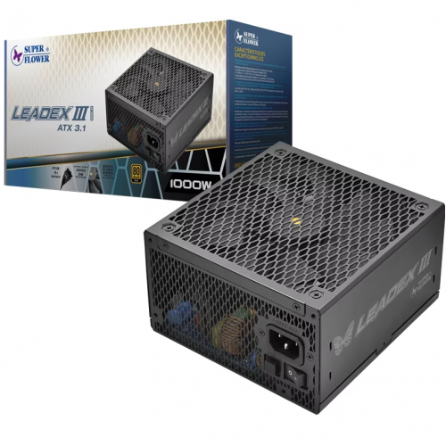 Блок питания 1000 Ватт/ Power Supply Super Flower Leadex III Gold, 1000W, ATX 3.1, 140mm, 8xSATA, 4xPCI-E(6+2), 1x12VHPWR(12+4), APFC, 80+ Gold, Full Modular Super Flower