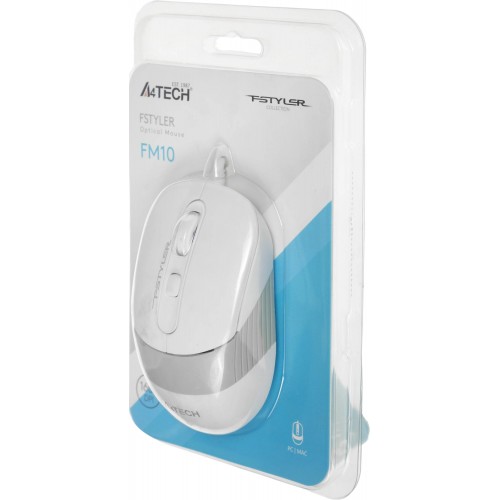 Купить оптическую мышь A4Tech Fstyler FM10 белую/серую с разрешением 1600dpi и USB-подключением