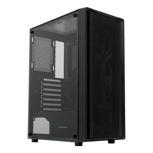 Корпус без блока питания/ Case HSPD M530, Mesh Mid Tower, Black, TG, 0.4 SPCC, no fans ATX, mATX, mITX 155/290/200mm 2x2.5", 2x3.5", 7xPCI 1xUSB-A 3.0, 2xUSB-A 1.0 335x193x445mm