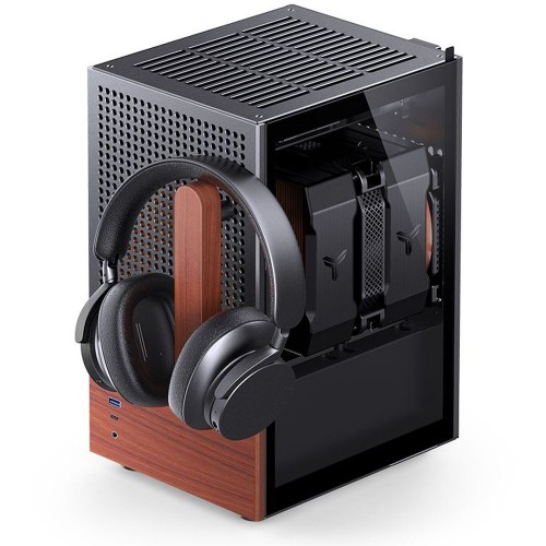 Корпус без блока питания/ Case JONSBO T6, Mini-Tower, 1x140mm, 1xUSB-A 3.0 + 1xUSB-C 3.2, mITX, wood panel + wooden handle Black JONSBO