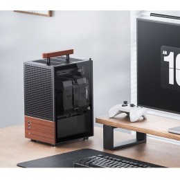 Корпус без блока питания/ Case JONSBO T6, Mini-Tower, 1x140mm, 1xUSB-A 3.0 + 1xUSB-C 3.2, mITX, wood panel + wooden handle Black