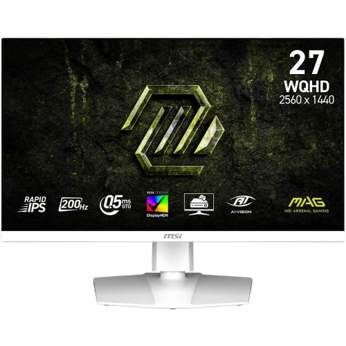 Монитор/ MSI MAG 274QRFW E20 27'', 2560x1440, Rapid IPS, 178x178, 300nit, 200Hz, 0.5ms, 2HDMI/DP, noUSB-A, Audio out, LTSP, IntPWR, 100x100VESA, White, 1y