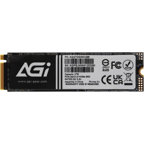 Твердотельный накопитель AGi PCIe 3.0 x4 2TB M.2 2280 - Высокая скорость и надежность для вашего ПК