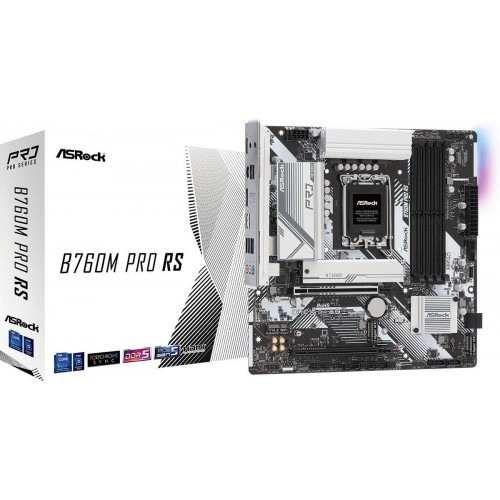 Купить материнскую плату Asrock B760M PRO RS для Intel 1700, 4xDDR5, mATX, 8ch звук, 2.5G, HDMI и DP