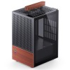 Корпус без блока питания/ Case JONSBO T6, Mini-Tower, 1x140mm, 1xUSB-A 3.0 + 1xUSB-C 3.2, mITX, wood panel + wooden handle Black JONSBO