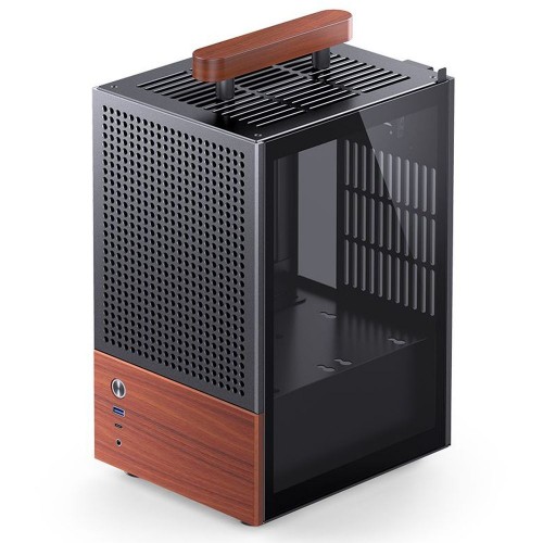 Корпус без блока питания/ Case JONSBO T6, Mini-Tower, 1x140mm, 1xUSB-A 3.0 + 1xUSB-C 3.2, mITX, wood panel + wooden handle Black JONSBO