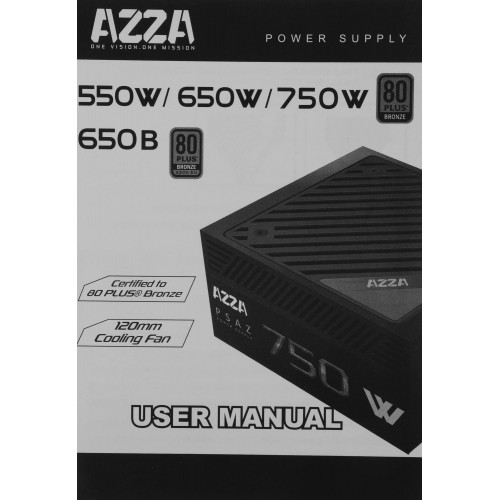 Блок питания Azza ATX 750W PSAZ-750W с 80+ Bronze, APFC и 120mm вентилятором - идеальное решение для стабильной работы вашего ПК