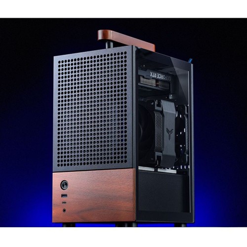 Корпус без блока питания/ Case JONSBO T6, Mini-Tower, 1x140mm, 1xUSB-A 3.0 + 1xUSB-C 3.2, mITX, wood panel + wooden handle Black JONSBO
