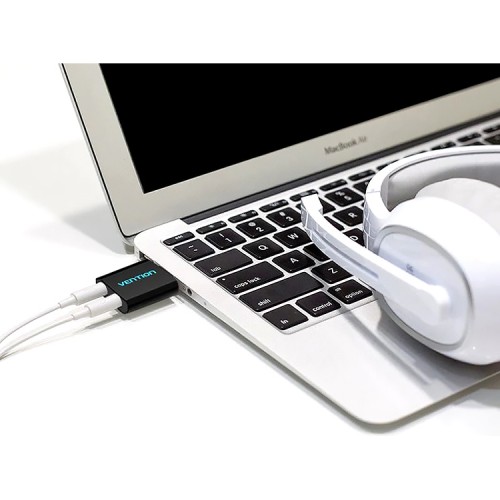 Купить внешнюю звуковую карту Vention USB черного цвета – идеальное решение для качественного звука.